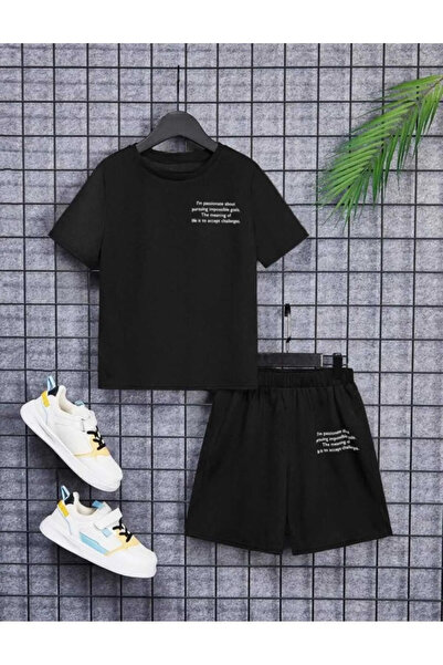 FRİENDS KİDS Σετ σορτς για αγόρια/κορίτσια με εμπριμέ μαύρο μπλουζάκι