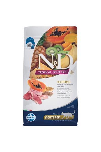 N&D Nd tropical selection kısır kedi 1,5kg kuzu etli tropikal meyveli kısırla...