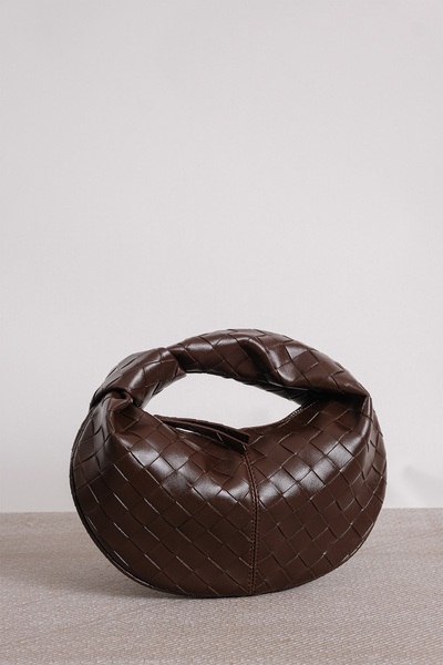 staybeautiful حقيبة يد نسائية صغيرة جوردي مضفرة باللون البني Bttg