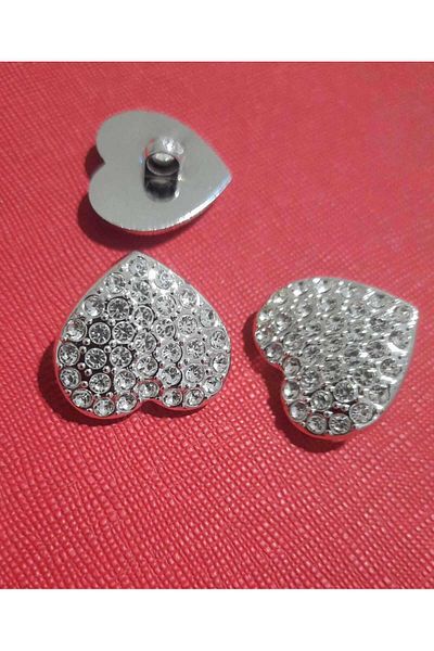 Beyna HEART CRYSTAL STONE METALLIZED BUTTON 2 CM 1 PACK 4 PIECES