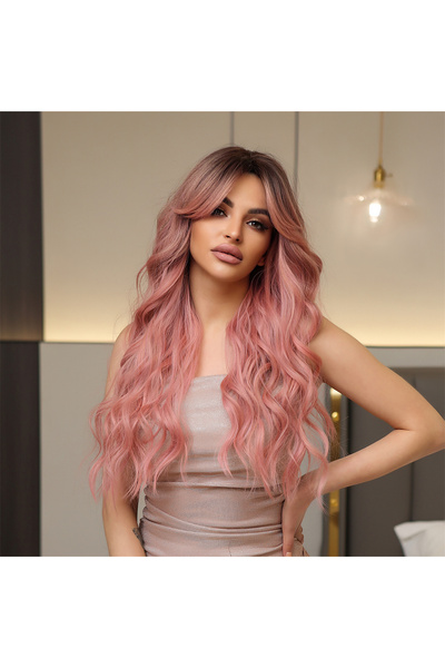 Suzan Peruk Pastel pembe Medikal Doğal renk Görünümlü Saç Peruk