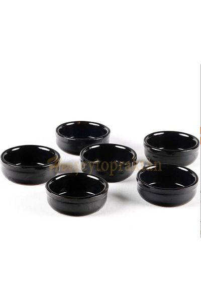 MELHOME Rice Pudding Bowl Black (black) Glazed 6 Pieces