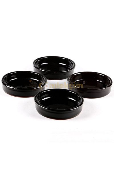 MELHOME Rice Pudding Bowl Food Casserole 16cm Round 2 Pieces Soil and Black (Black)