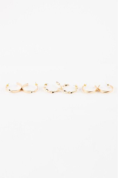 DeFacto Woman's 3-Piece Ring Gold Earrings C6473axns