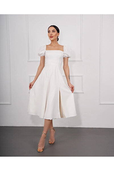 elbisenvarmı Balloon Sleeve Slit Dress
