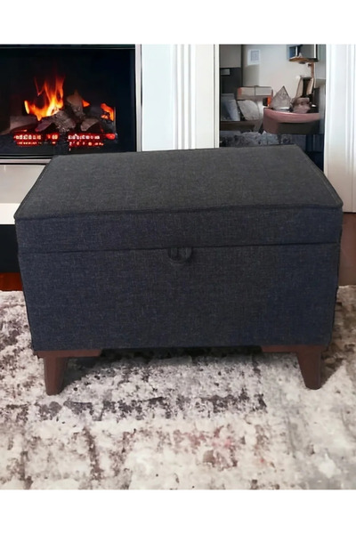 mc mobilya Sahra Peri Sandıklı Düz Keten kumaş SandıklıPuf Bench Puf Tabure Pistonlu 60x40