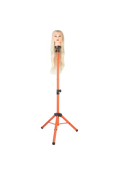 KONAK PERUK Metal Tripod for Hairdresser Training Manikin - Orange + Carrying Bag
