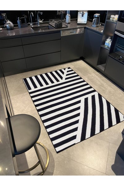 Rugs Modern Halı Modern Geometric Patterned Black Color Decorative Carpet Mir...