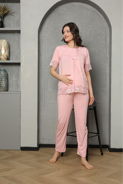 Ladytime Triple Maternity & Pregnant Nightgown Dressing Gown Set 1035