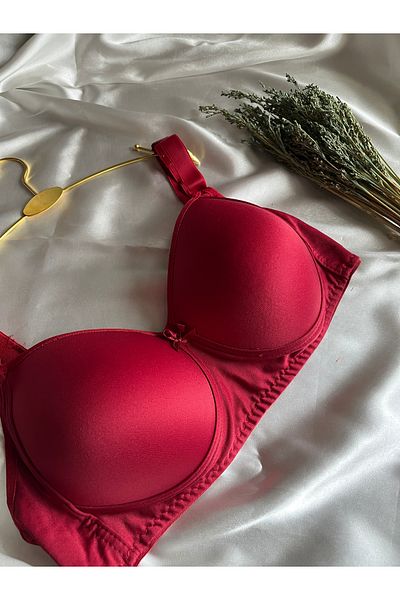 NİVENE Fără sârmă Silicon Gatherer Fără Pad Minimizer Sutien B Cup Burgundy