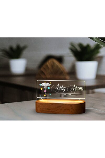 Bk Gift Kişiye Özel isimli Doktor Temalı Led Işıklı Akrilik Masa İsimliği-1, ...