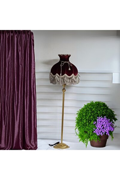 ROSA BIANCA CASA Klasik Lambader ALTIN Ayak BORDO Şapka 170cm.