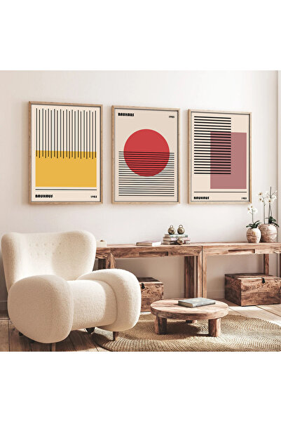 huhuli Ahşap Çerçeveli  3’lü Modern Tablo huhu250