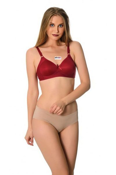 NİVENE Fără sârmă Silicon Gatherer Fără Pad Minimizer Sutien B Cup Burgundy