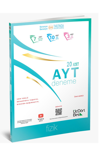 Üç Dört Beş Yayıncılık Üç Dört Beş Yayınları AYT Fizik 20’li Deneme (97860570...