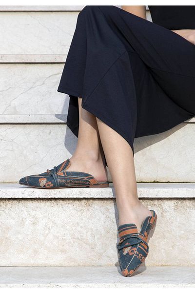 Dogo Women's Vegan Leather Black Slippers - Folly or Saintliness Design