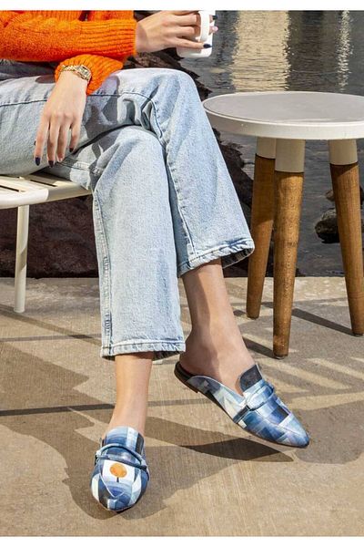 Dogo Γυναικείες Vegan δερμάτινες παντόφλες Navy Blue - Be Different Design