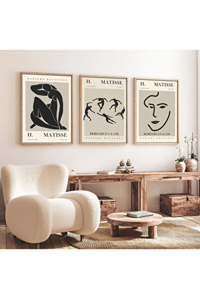 huhuli Ahşap Çerçeveli  3’lü Modern Tablo huhu255