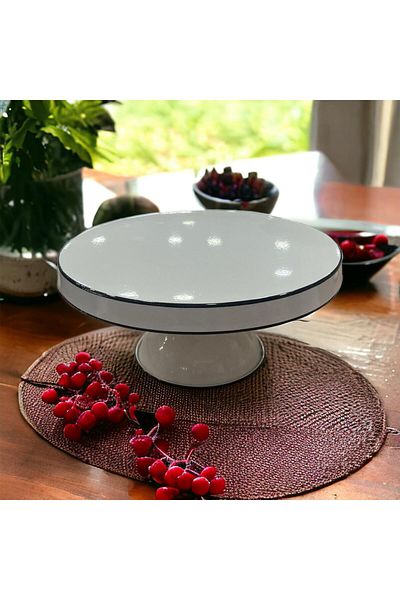 LUCKYHOMES White Galvanized Cake Stand - Stainless Legs, Cake and Breakfast Presentation Holder
