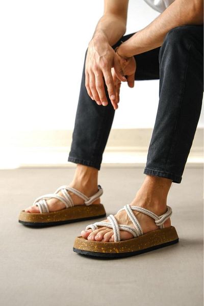 BPM BA0343 Ανδρικά Bodrum Rope Rope Sand Beige Casual σανδάλια