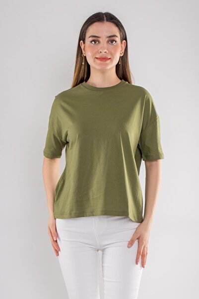 Dilvin 3683 Bisiklet Yaka Basic Pamuk Kadın Tshirt