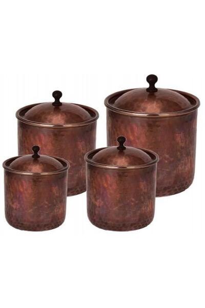 TURNA BAKIR Saffron Spice Rack Set of 4 Hand Forged Copper Oxide Antique Turn...