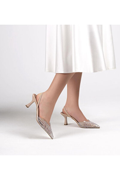 MİSS PARK MODA İnci Detay Arkası Açık Topuklu Ayakkabı