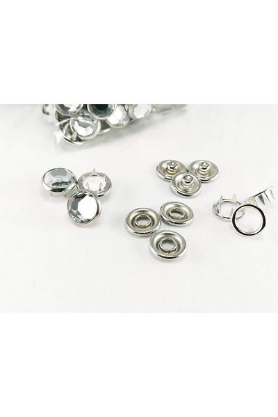 Klinkshop 10.5 mm Transparent Crystal Stone Click - 50 Pieces Without Attachment