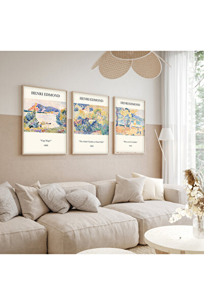 huhuli Ahşap Çerçeveli  3’lü Modern Tablo huhu266