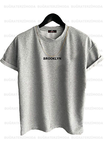 Buğraterzimoda Μπλουζάκι Unisex Brooklyn Printed 3 Pack Καφέ-γκρι-λευκό μπλουζάκι