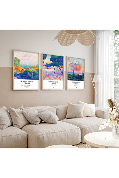 huhuli Ahşap Çerçeveli  3’lü Modern Tablo huhu265
