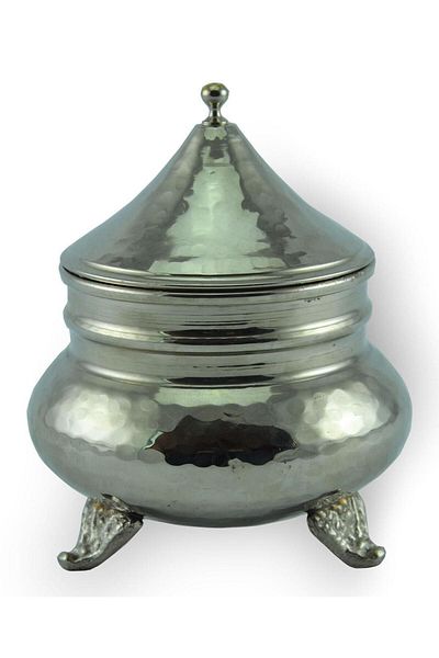 TURNA BAKIR Crane Copper Caucasian Sugar Bowl Hand Forged Nickel Crane5758-2