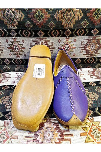 Osmanlı Yemeni Dünyası Yemeni (Sandal), Ottoman Yemeni World, Leather Yemeni, Purple Color