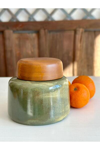 GC elements Seramik El Boyama Kavanoz - 12 cm - Yeşil