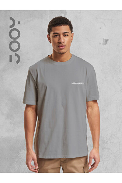 Jooy Company تي شيرت رمادي كبير الحجم مطبوع عليه لوس أنجلوس
