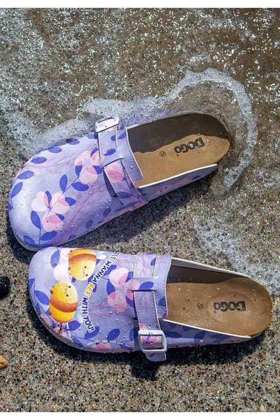Dogo Women's Vegan Leather Purple Slippers - Just Wanna Bee With You Design