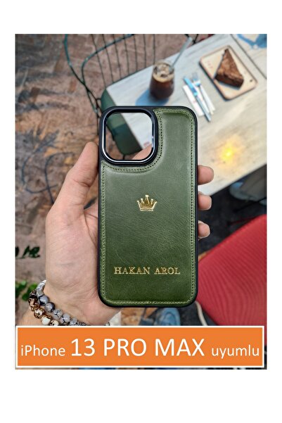 VİSSO Hakiki Deri Iphone 13 Pro Max Uyumlu Kişiye Özel Deri Kılıf Isme Özel T...