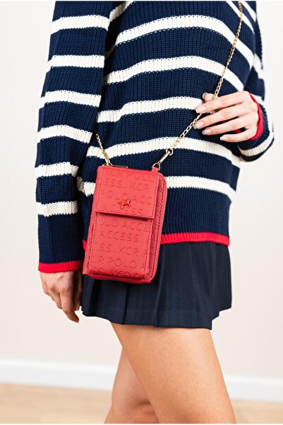 İlka Collection Zincir Detaylı Yazılı Telefonluk Vizon