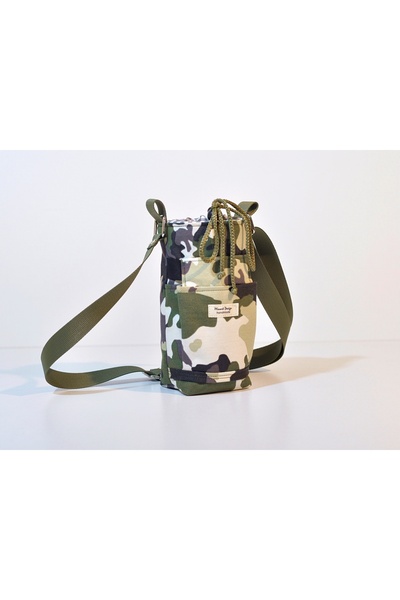 minart design Kamuflaj Desenli Isı Yalıtımlı Su Şişesi Termal Çanta Omuz Taşı...