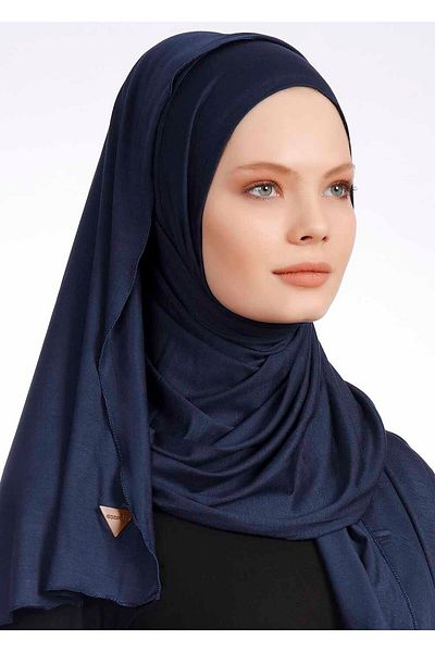 Ecardin Navy Blue Πρακτικό Άνετο Απλό Σάλι Lycra - St 277