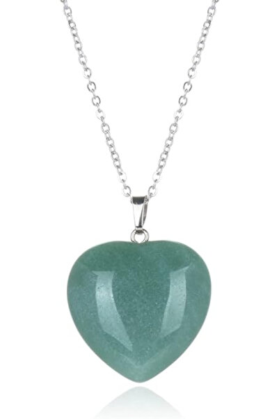 NBS Beautiful Naturel Stones Aventurin Kalp Gerçek Doğal Taş Kolye