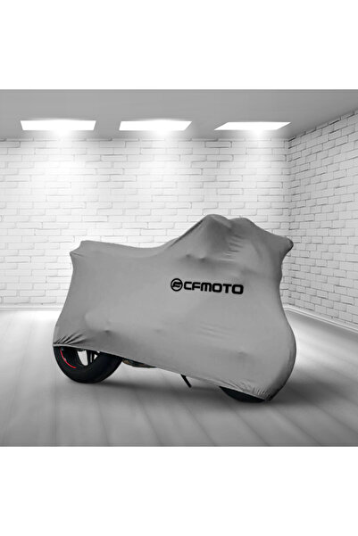 ULTRASHOP CF MOTO 450 SR Gri Kumaş Motosiklet Brandası Logo Baskılı Penye Kumaş Motosiklet Branda