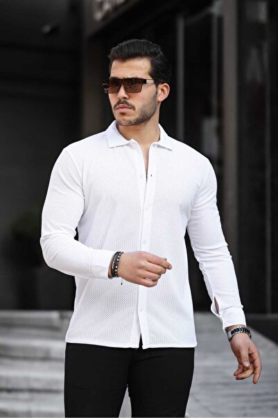DEFES Men's White Regular Long Sleeve Shirt