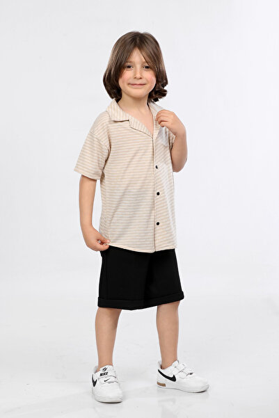 MORNIO Cămașă și pantaloni scurți din țesătură jacquard pentru băieți Set din...