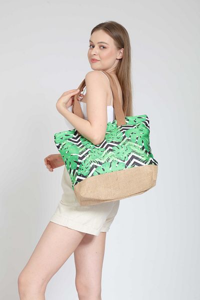 Street Bag Fistacorn Green Ethnic Bohemian ψάθινη τσάντα ώμου και χεριού - καθημερινή και παραλία