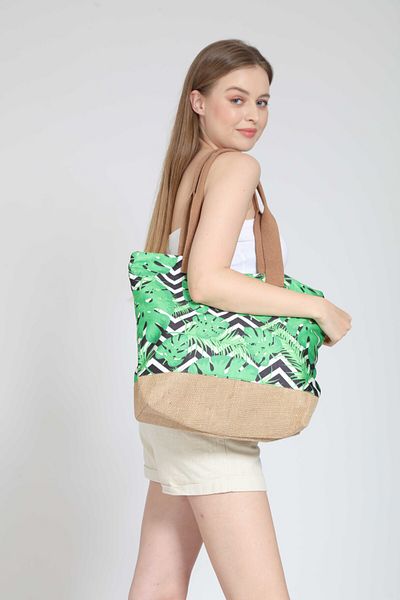 Street Bag Fistacorn Green Ethnic Bohemian ψάθινη τσάντα ώμου και χεριού - καθημερινή και παραλία