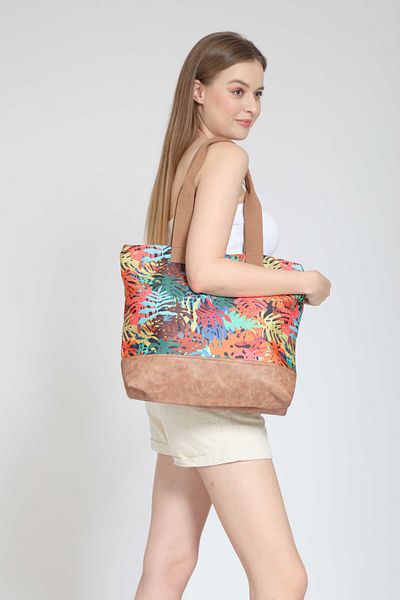 Street Bag Ethnic Bohemian δερμάτινη τσάντα ώμου και χεριού - Τροπικό σχέδιο, για καθημερινή χρήση και παραλία