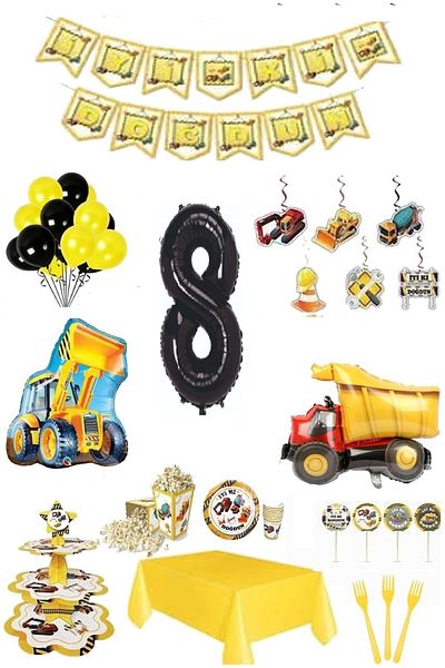 DÜVENCİ TİCARET Ready Birthday Set - Construction Themed