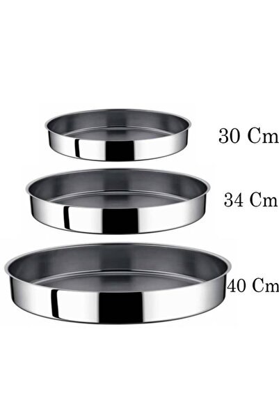 Tiesa Home Çelik 3lü Kalın Derin Fırın Tepsisi Takımı Seti 30cm-34cm-40cm