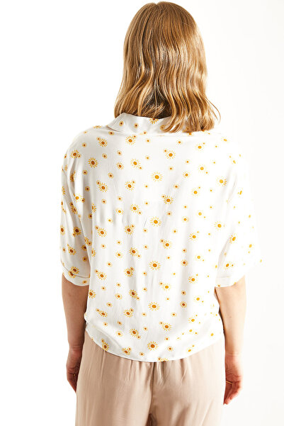 Pulli Collection Patterned Single Pocket Polo Collar Viscose Shirt